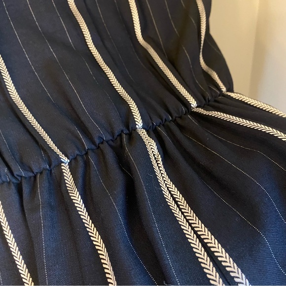 MAJE Panti V-neck Pinstriped Woven Jumpsuit In Marine Size 36 or Small - Picture 11 of 15